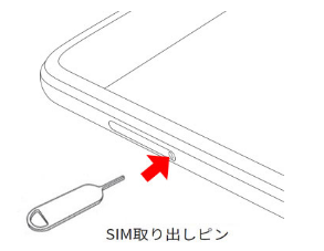 取り出しピンでスマホのSIMトレイを出す
