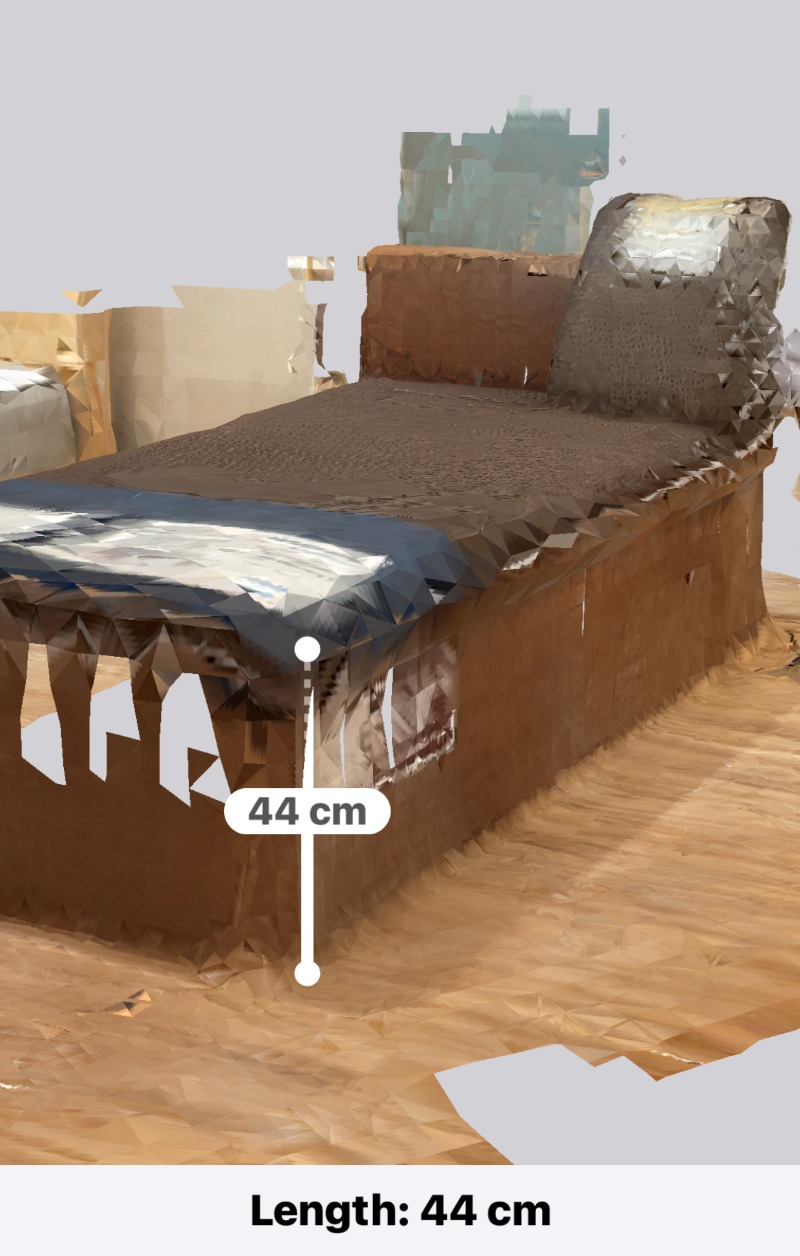 スキャンしたベッドはiPhoneアプリ上で距離の測定も可能
